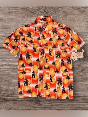 Kids' Orange Graphic Button Down Shirt by cotler y2k nwt